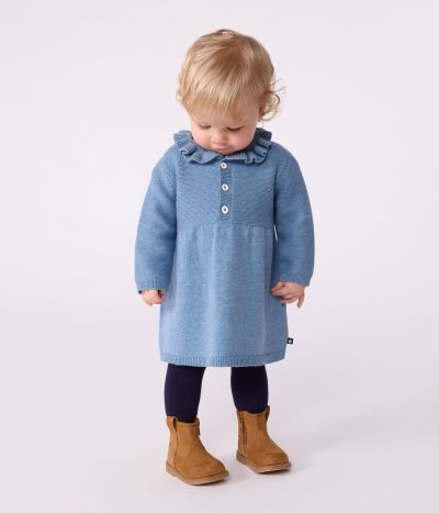 Robe bébé en laine et coton unie