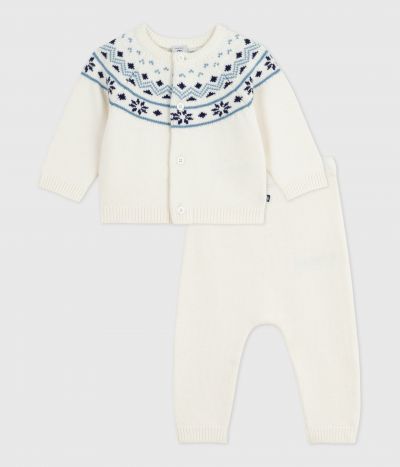 Ensemble 2 pièces bébé cardigan jacquard en tricot