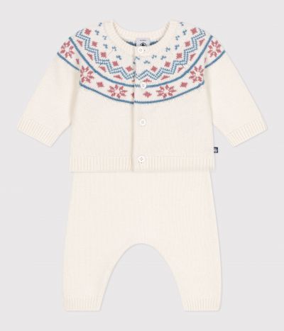 Ensemble 2 pièces bébé cardigan jacquard en tricot