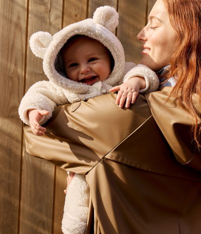 Combi pilote bébé en sherpa avec oreilles et doublée milleraies