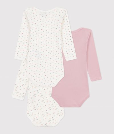 Lot de bodies manches longues en coton imprimé fleuri bébé