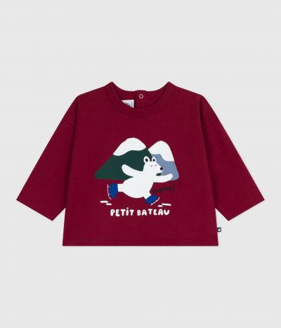 Tee-shirt bébé en coton à manches longues, motif chat