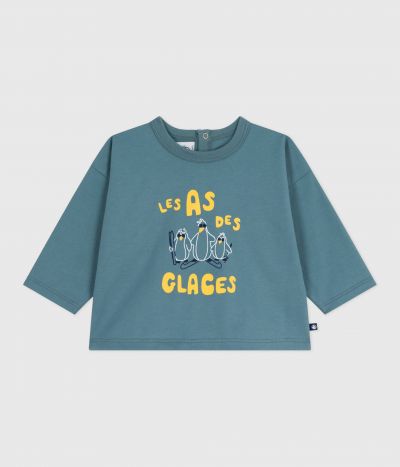 Tee-shirt bébé en coton à manches longues, motif chat