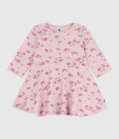 Robe bébé en coton manches longues imprimée fleurs