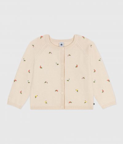 Cardigan enfant en laine et coton à motifs brodés