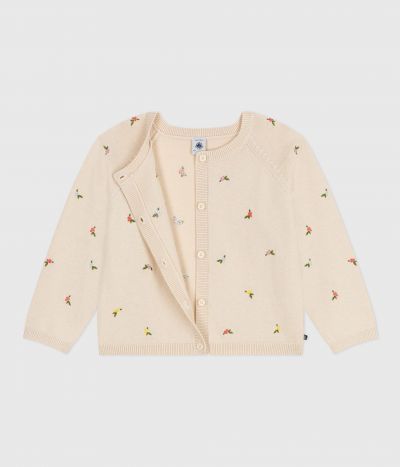Cardigan enfant en laine et coton à motifs brodés
