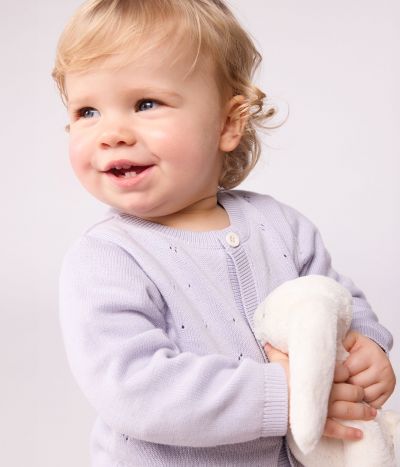 Cardigan bébé en tricot de coton uni