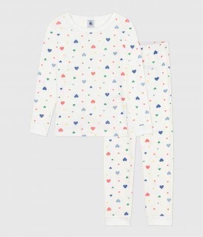 Pyjama enfant en coton jambes très ajustées imprimé cœurs