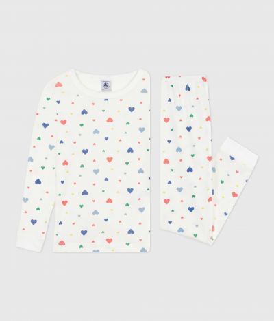 Pyjama enfant en coton jambes très ajustées imprimé cœurs
