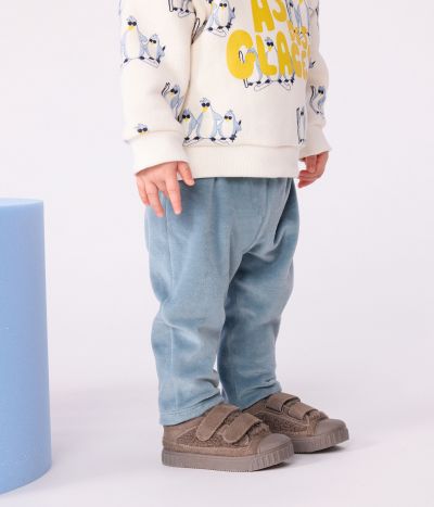 Pantalon bébé en bouclette velours uni