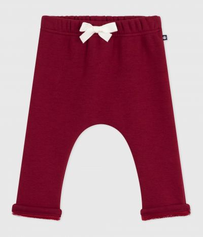Pantalon bébé en coton doux et chaud uni