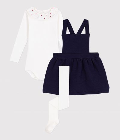 Ensemble cadeau bébé en coton : robe, body et collant