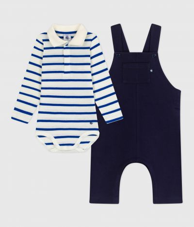 Ensemble cadeau bébé en coton : salopette et body