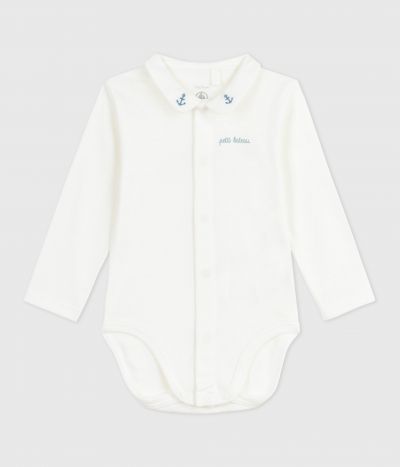 Body bébé à col brodé et message en poitrine