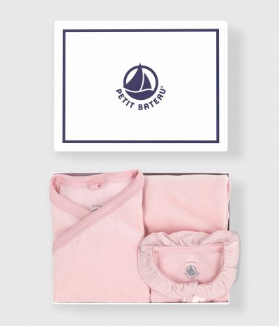 Ensemble cadeau bébé 2 pièces en velours et body imprimé cœurs