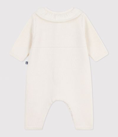 Combinaison bébé à col en tricot et broderie P'tit Cœur