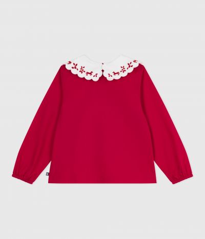 Blouse enfant en popeline de coton manches longues imprimée