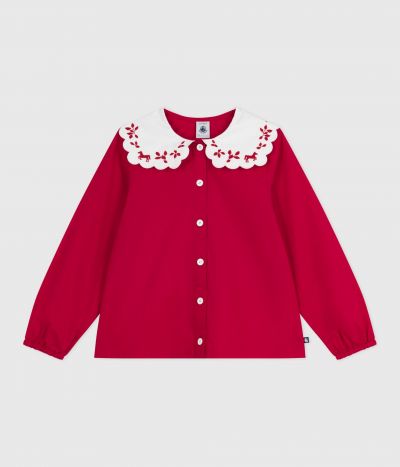 Blouse enfant en popeline de coton manches longues imprimée