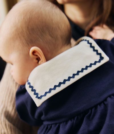 Robe bébé esprit marin et col vareuse et legging en coton