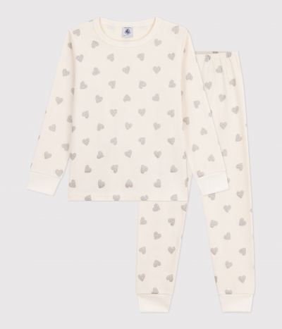 Pyjama enfant en coton imprimé cœurs argentés