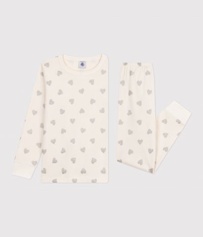 Pyjama enfant en coton imprimé cœurs argentés