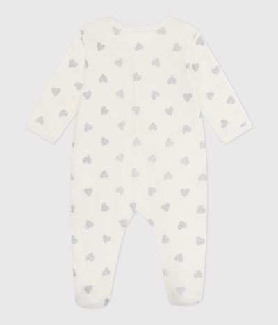 Pyjama bébé en coton imprimé cœurs argentés