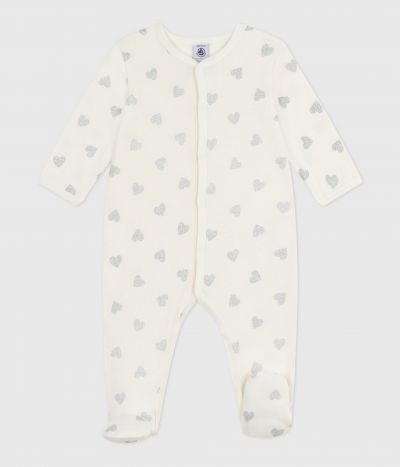 Pyjama bébé en coton imprimé cœurs argentés
