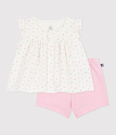 Ensemble 2 pièces bébé en coton imprimé mini cœurs