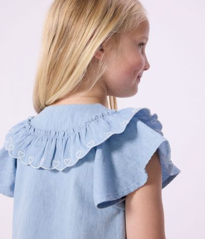 Blouse enfant en coton manches courtes unie