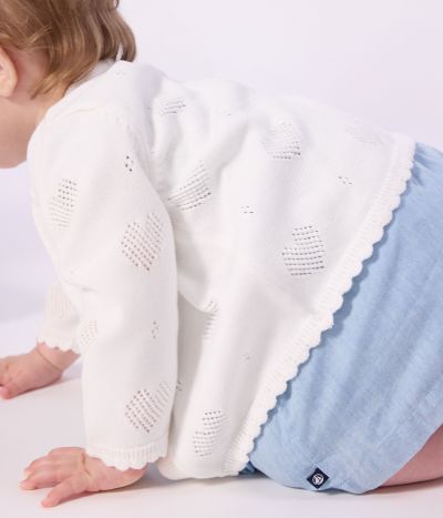 Cardigan bébé en coton à motifs cœurs