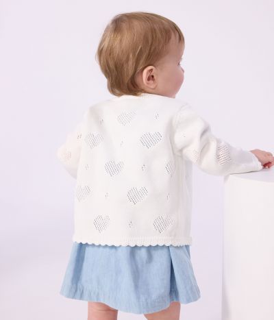 Cardigan bébé en coton à motifs cœurs
