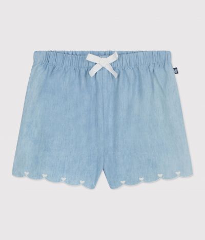 Short bébé en chambray brodé