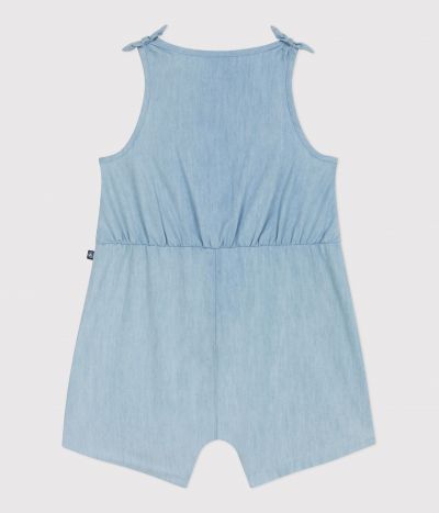 Combinaison courte bébé en chambray