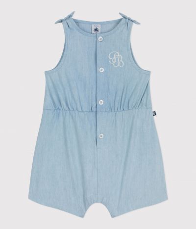 Combinaison courte bébé en chambray