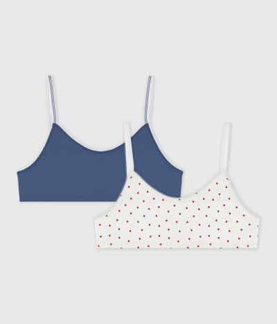 Lot de brassières enfant en coton et élasthanne imprimé cœurs