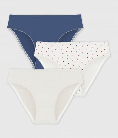 Lot de culottes enfant en coton et élasthanne imprimé cœurs