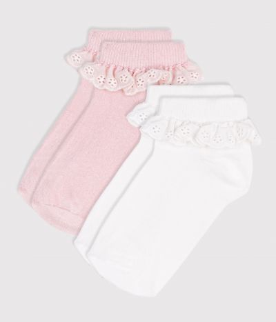 2 paires de chaussettes enfant en coton avec volants