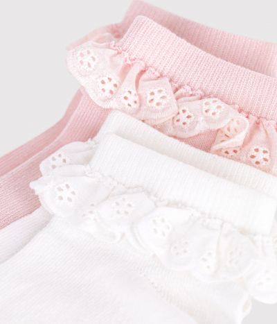 2 paires de chaussettes enfant en coton avec volants