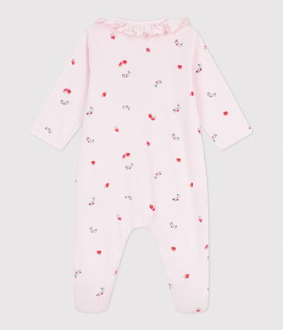 Pyjama bébé en coton à col fleuri