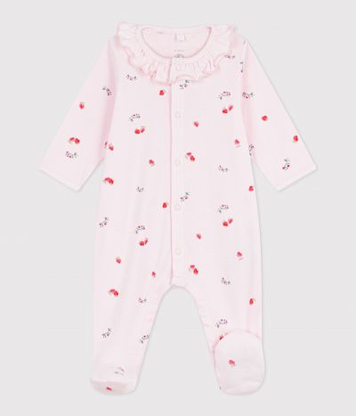 Pyjama bébé en coton à col fleuri