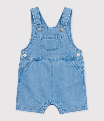 Salopette courte bébé en denim léger