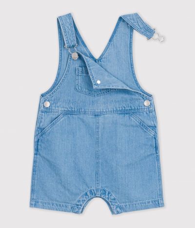 Salopette courte bébé en denim léger