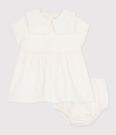Robe bébé en coton/lin manches courtes et son bloomer