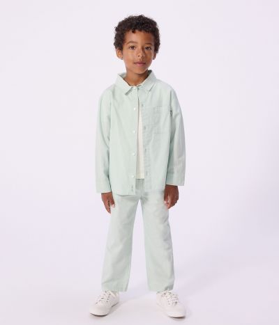 Chemise enfant en coton à manches longues unie