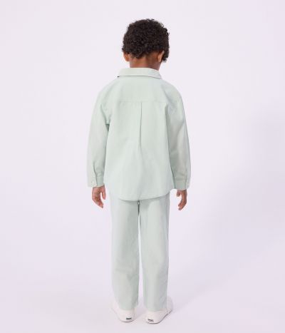 Chemise enfant en coton à manches longues unie