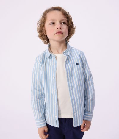 Chemise enfant en coton à manches longues à rayures