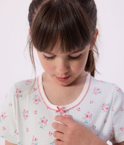 Pyjama short enfant en coton imprimé fleuri