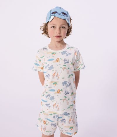 Pyjama short déguisement enfant en coton imprimé savane