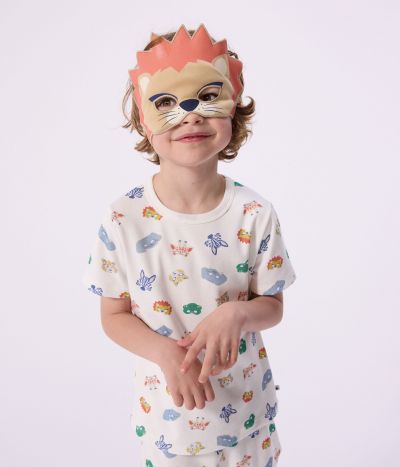 Pyjama short déguisement enfant en coton imprimé masques