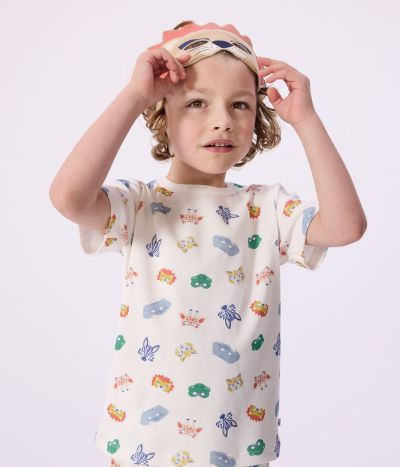 Pyjama short déguisement enfant en coton imprimé masques